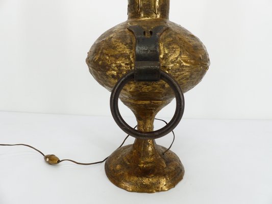 Brutalist Gilded Bronze Lamp by Max Bre 1970s-DQG-2021224