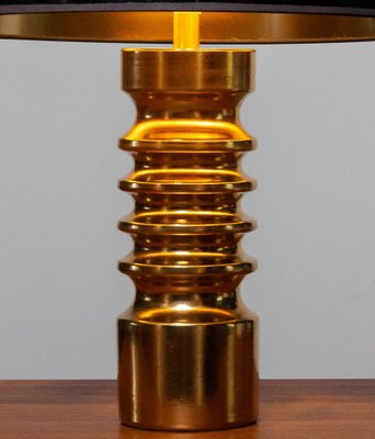 Brutalist Gilt Ceramic Table Lamp in the style of Dümler and Breiden, Germany, 1970s-JE-1378213