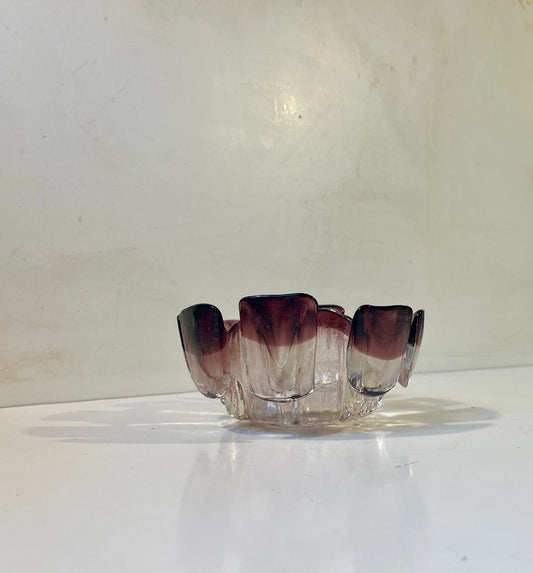 Brutalist Glass Bowl by Tauno Wirkkala for Hum Pilau, Finland, 1970s