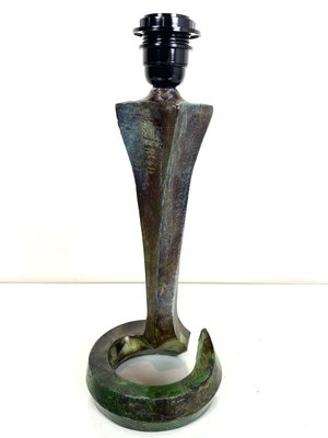 Brutalist Green Bronze Table Lamp, 1960s-WZZ-891462