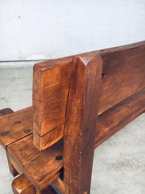 Brutalist Hand-Crafted Oak Bench, Belgium, 1960s-RQV-1707098