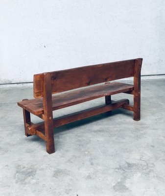 Brutalist Hand-Crafted Oak Bench, Belgium, 1960s-RQV-1707098