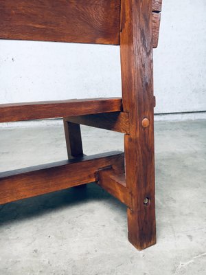 Brutalist Hand-Crafted Oak Bench, Belgium, 1960s-RQV-1707098