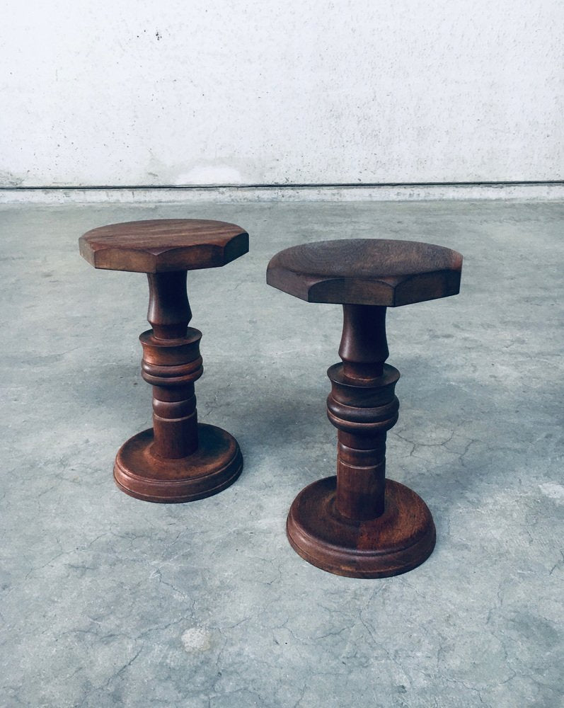 Brutalist Hand Crafted Side Table Set in the style of Charles Dudouyt, France, 1940s, Set of 2