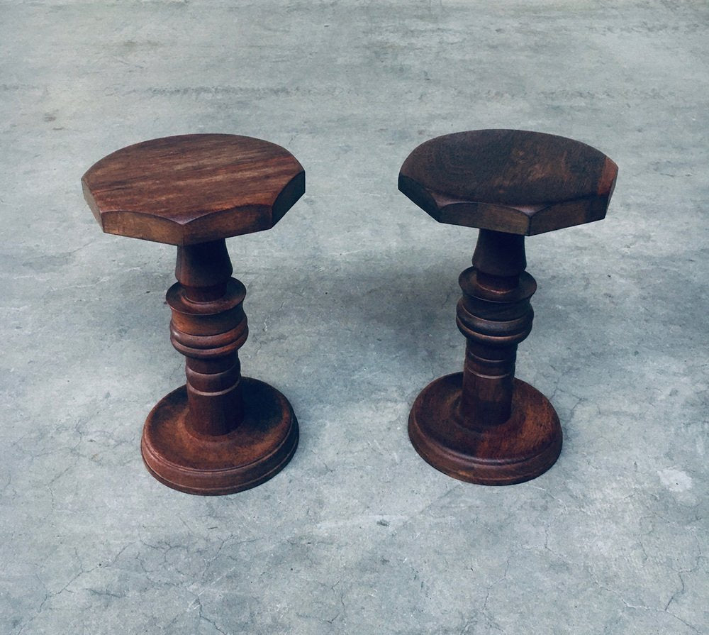 Brutalist Hand Crafted Side Table Set in the style of Charles Dudouyt, France, 1940s, Set of 2