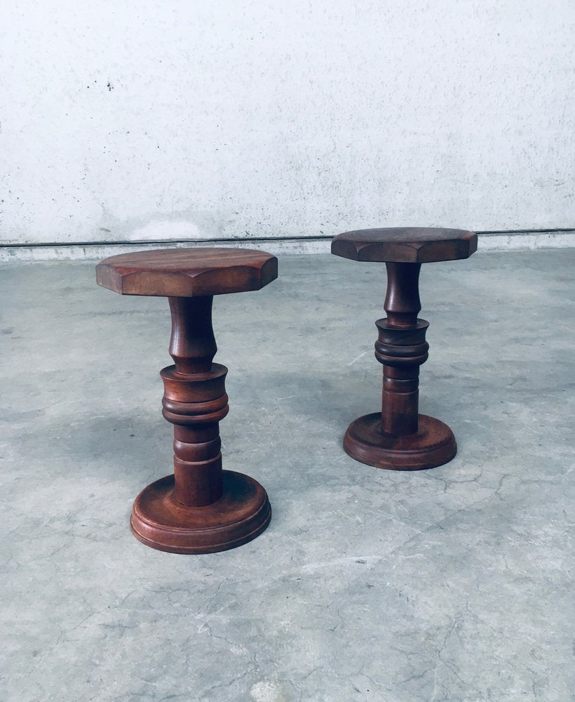 Brutalist Hand Crafted Side Table Set in the style of Charles Dudouyt, France, 1940s, Set of 2