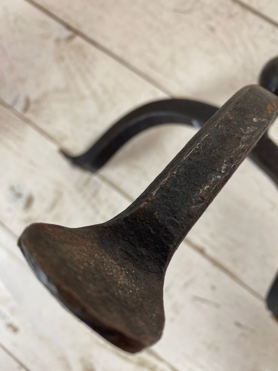 Brutalist Hand-Forged Iron Candle Holder