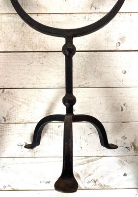 Brutalist Hand-Forged Iron Candle Holder-WZZ-901036