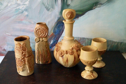 Brutalist Hand Formed Ceramics by Bernard Rooke, England, 1970s, Set of 5