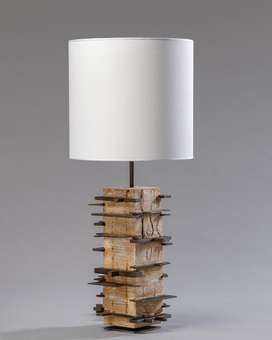 Brutalist Handcrafted Table Lamp in Concrete and Metal, 2020