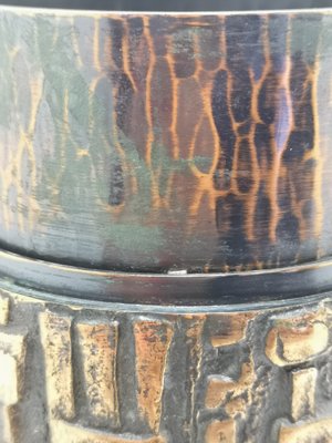 Brutalist Handmade Artisan Bronze and Hammered Copper Vase, 1970s-UWE-1168272