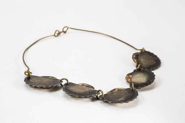 Brutalist Handmade Brass Necklace 1970s-UWE-798259