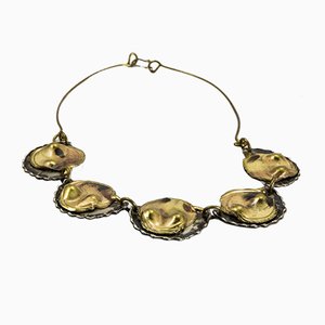 Brutalist Handmade Brass Necklace 1970s-UWE-798259