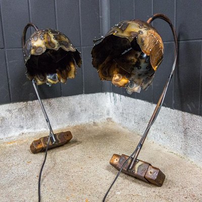 Brutalist Handmade Brown Table Lamp-IA-742809