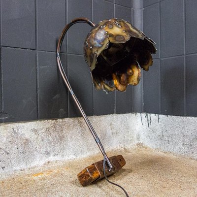 Brutalist Handmade Brown Table Lamp-IA-742809