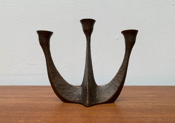 Brutalist Heavy Bronze 3-Arm Candleholder from Dalbeck, 1960s-UAH-1294650