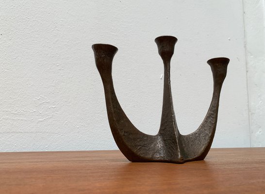 Brutalist Heavy Bronze 3-Arm Candleholder from Dalbeck, 1960s-UAH-1294650