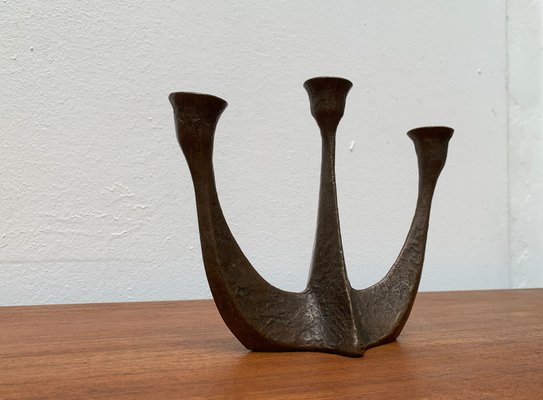 Brutalist Heavy Bronze 3-Arm Candleholder from Dalbeck, 1960s-UAH-1294650