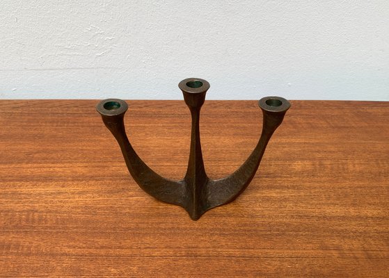 Brutalist Heavy Bronze 3-Arm Candleholder from Dalbeck, 1960s-UAH-1294650