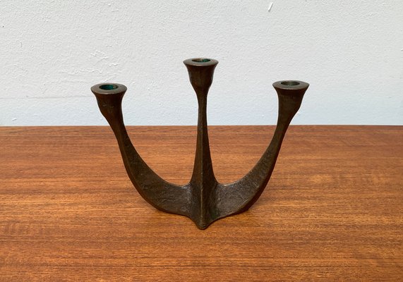 Brutalist Heavy Bronze 3-Arm Candleholder from Dalbeck, 1960s-UAH-1294650