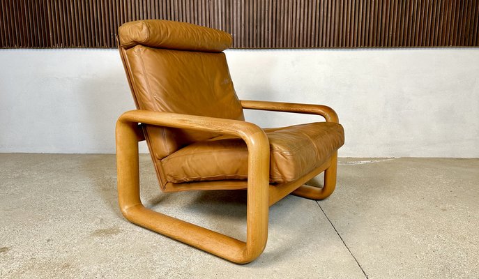 Brutalist Hombre High-Back Leather Lounge Chair by Burkhard Vogtherr for Rosenthal Studio-Line, Germany, 1970s-JP-1783462