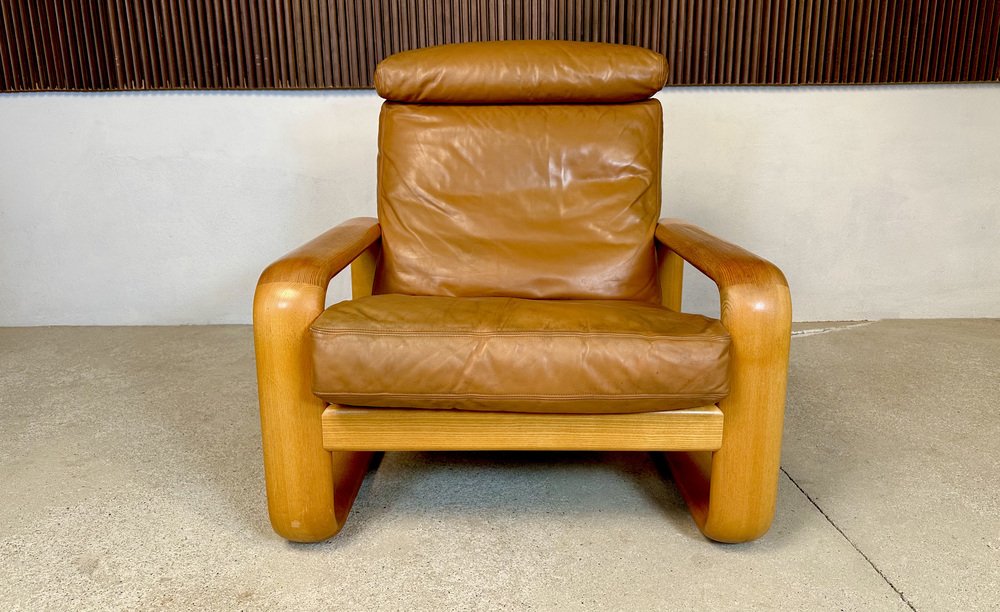 Brutalist Hombre High-Back Leather Lounge Chair by Burkhard Vogtherr for Rosenthal Studio-Line, Germany, 1970s