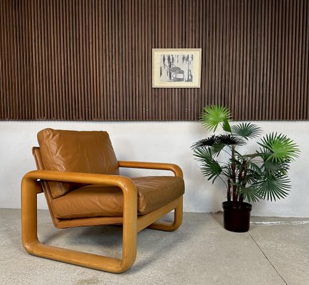 Brutalist Hombre Leather Lounge Chair by Burkhard Vogtherr for Rosenthal Studio-Line, Germany, 1970s-JP-1783472