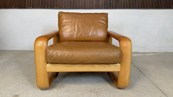 Brutalist Hombre Leather Lounge Chair by Burkhard Vogtherr for Rosenthal Studio-Line, Germany, 1970s-JP-1783472