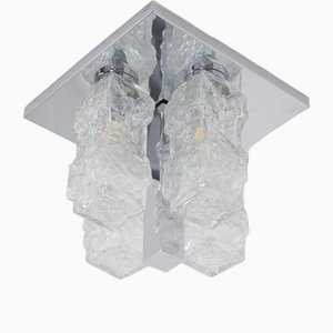 Brutalist Ice Glass Ceiling Light, 1970s-OWS-1795234