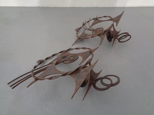 Brutalist Iron Candleholders by Henrik Horst, 1960s, Set of 2-RDW-727820