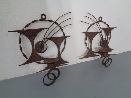 Brutalist Iron Candleholders by Henrik Horst, 1960s, Set of 2-RDW-727820