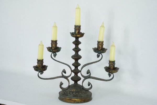 Brutalist Iron Candlestick from Longobard, Italy, 1970s-OT-2021414