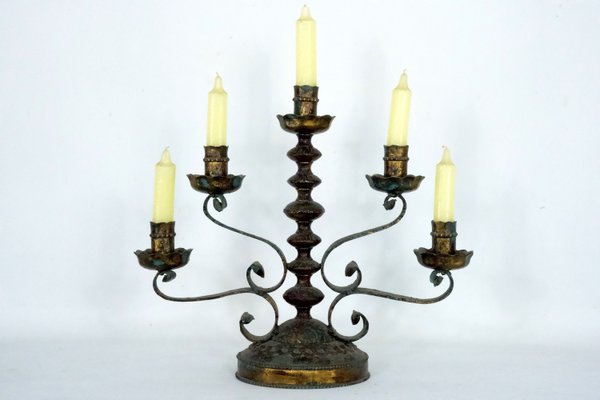 Brutalist Iron Candlestick from Longobard, Italy, 1970s-OT-2021414