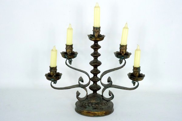 Brutalist Iron Candlestick from Longobard, Italy, 1970s-OT-2021414