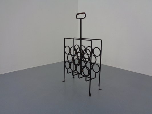 Brutalist Iron Magazine Rack and Candleholder, 1960s, Set of 2-RDW-1357515