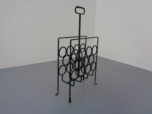 Brutalist Iron Magazine Rack and Candleholder, 1960s, Set of 2-RDW-1357515