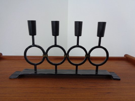 Brutalist Iron Magazine Rack and Candleholder, 1960s, Set of 2-RDW-1357515