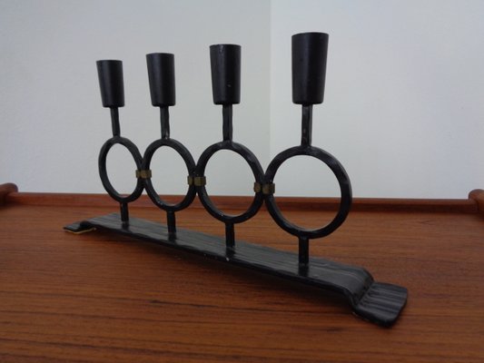 Brutalist Iron Magazine Rack and Candleholder, 1960s, Set of 2-RDW-1357515