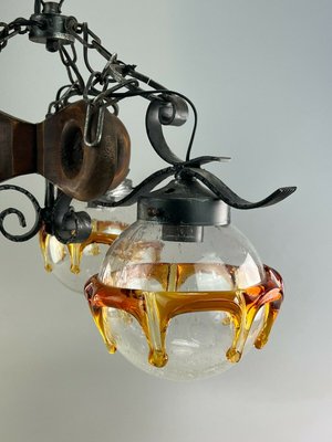 Brutalist Iron & Murano Glass Ceiling Lamp, 1960s-EJL-1175369