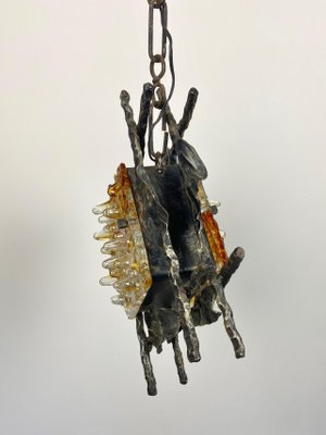 Brutalist Iron Murano Glass Pendant by Tom Ahlström & Hans Ehrlich, Sweden, 1970s-LYQ-1171533