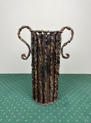 Brutalist Iron Umbrella Stand Racket, Italy, 1970s-LYQ-1171470