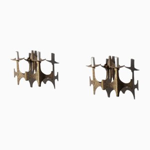 Brutalist Italian Brass Wall Lamps, 1940s, Set of 2-RCE-1786462