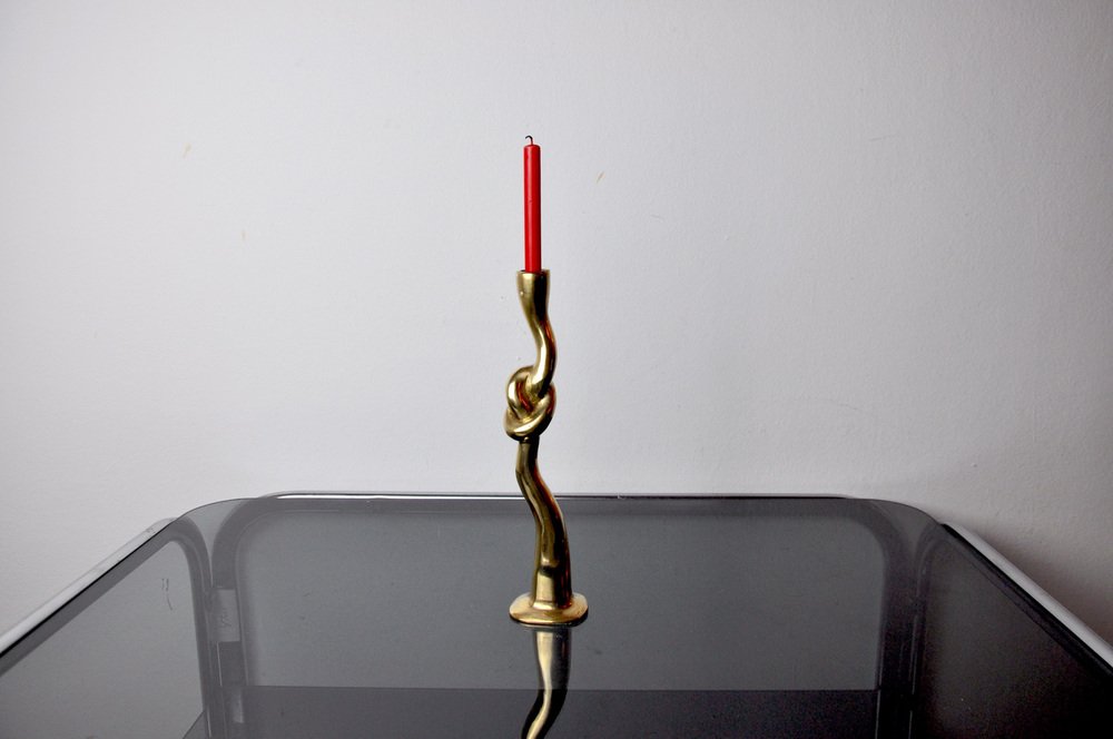 Brutalist Italian Knot Candlestick, 1970s