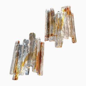 Brutalist Italian Murano Glass Wall Sconces attributed to Mazzega, 1970s, Set of 2-NMK-2016513