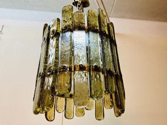 Brutalist Italian Wrought Iron, Glass & Gold Ceiling Lamp, 1970s-PYR-840861