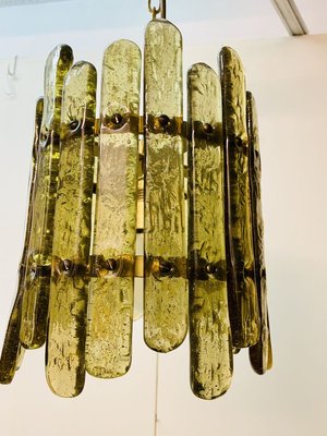 Brutalist Italian Wrought Iron, Glass & Gold Ceiling Lamp, 1970s-PYR-840861