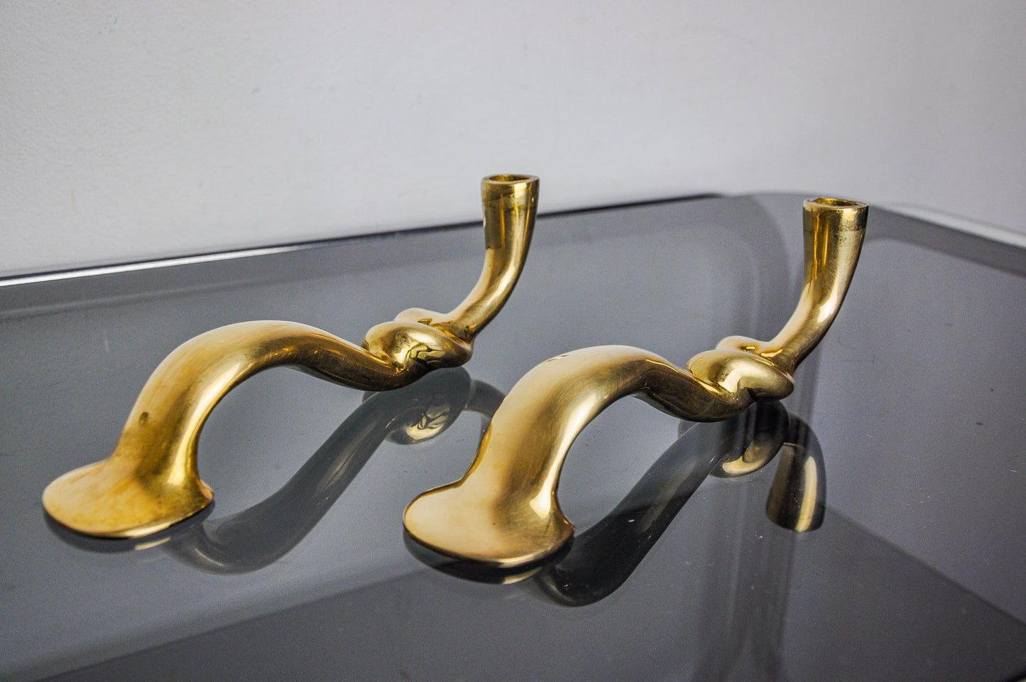 Brutalist Knot Candlesticks in Brass, Italy, 1970, Set of 2