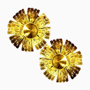 Brutalist Large Flower Wall Sconce by Svend Aage for Holm Sorensen, 1960s, Set of 2-VDW-839163