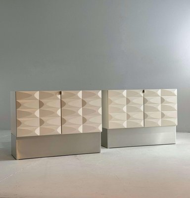 Brutalist Low Cabinet Set in Crème White-GNW-2028692