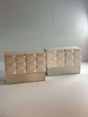 Brutalist Low Cabinet Set in Crème White-GNW-2028692